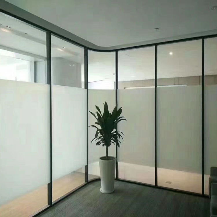 单层玻璃 办公楼专用高隔间 现代简约半磨砂玻璃隔断